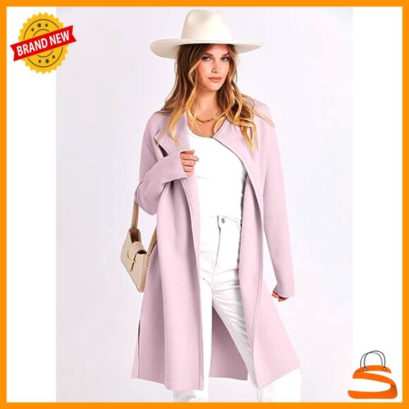 Oversized Knit Cardigan Lapel Trench Coatigan Chic Elegant Fall Casual Wear - Picture 2 of 7